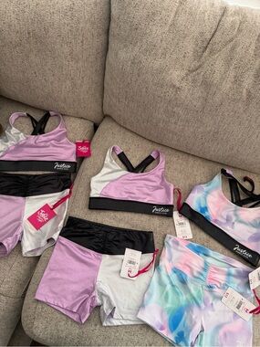 Justice Girls Active Set Bundle - Pastel Purple & Watercolor Blue-Pink